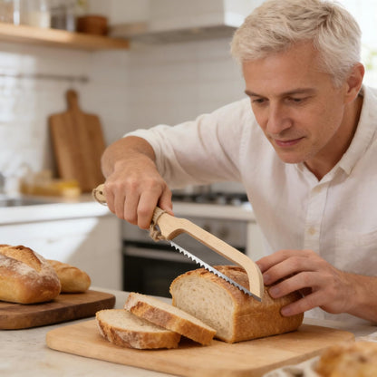 Serrated Bread Knife with Bamboo Handle, 15.7" Sharp Stainless Steel Blade for Thin Slicing of Bread and Fruits, Easy Cutter for Even Slices