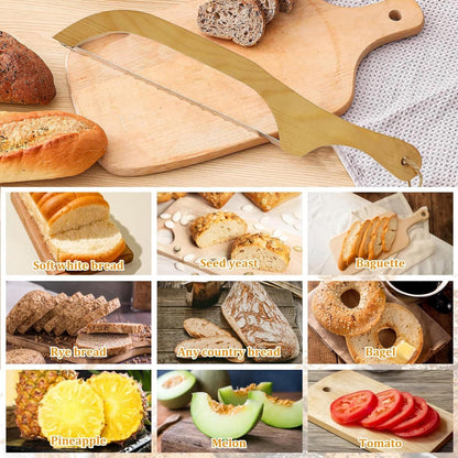 Serrated Bread Knife with Bamboo Handle, 15.7" Sharp Stainless Steel Blade for Thin Slicing of Bread and Fruits, Easy Cutter for Even Slices
