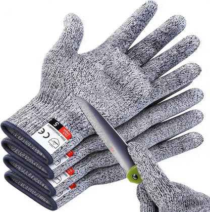 4 PCS Cut Resistant Gloves Level 5 Protection Food Grade, Anti Cutting for Meat Cutting, Wood Carving