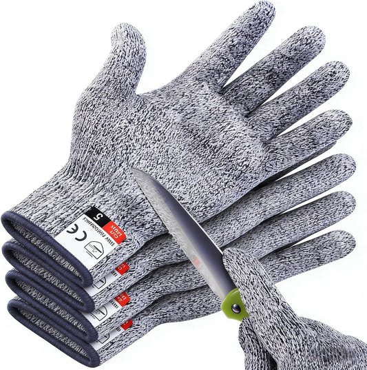 4 PCS Cut Resistant Gloves Level 5 Protection Food Grade, Anti Cutting for Meat Cutting, Wood Carving