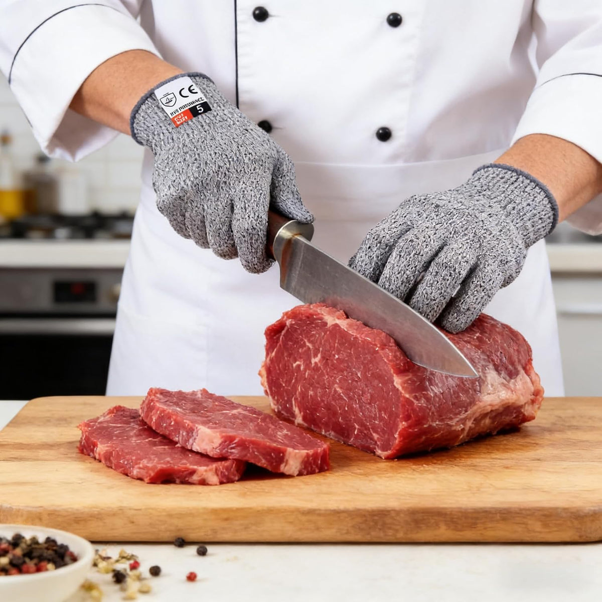 4 PCS Cut Resistant Gloves Level 5 Protection Food Grade, Anti Cutting for Meat Cutting, Wood Carving