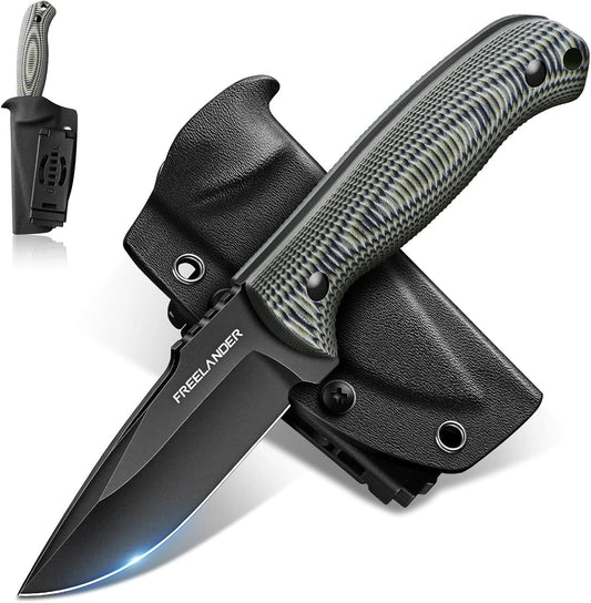 Fixed Blade Knife with Kydex Sheath, D2 Steel Survival Knife | Full Tang EDC Outdoor Camping Knife with G10 Handle, 3.15 inch Compact Bushcraft Hunting Knife for Men, Gray Green