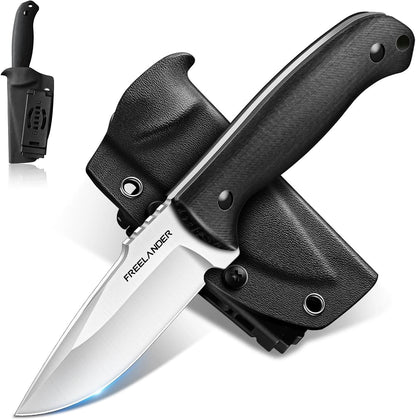 Fixed Blade Knife with Kydex Sheath, D2 Steel Survival Knife | Full Tang EDC Outdoor Camping Knife with G10 Handle, 3.15 inch Compact Bushcraft Hunting Knife for Men, Gray Green