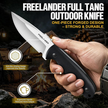 Fixed Blade Knife with Kydex Sheath, D2 Steel Survival Knife | Full Tang EDC Outdoor Camping Knife with G10 Handle, 3.15 inch Compact Bushcraft Hunting Knife for Men, Gray Green