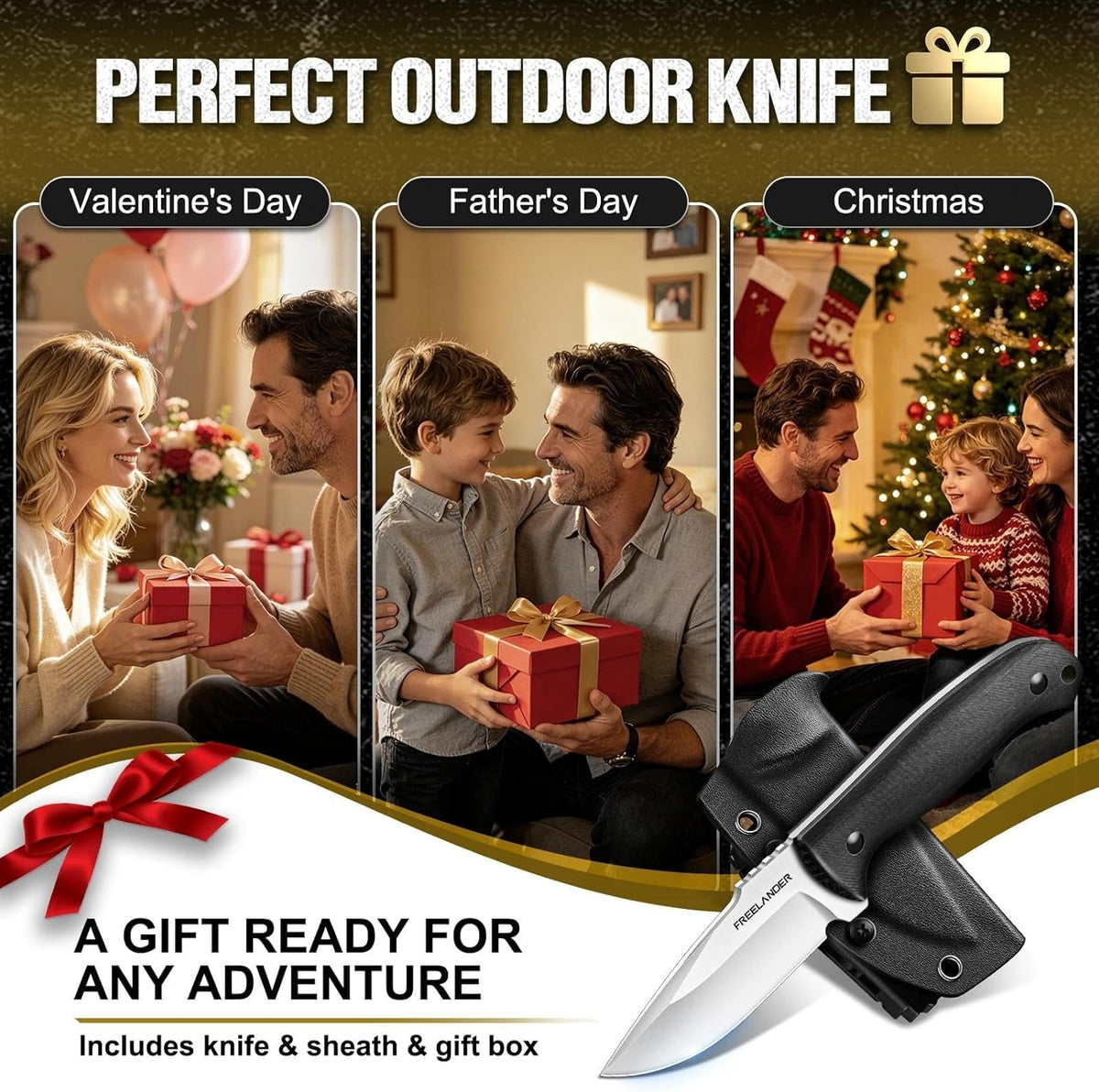 Fixed Blade Knife with Kydex Sheath, D2 Steel Survival Knife | Full Tang EDC Outdoor Camping Knife with G10 Handle, 3.15 inch Compact Bushcraft Hunting Knife for Men, Gray Green
