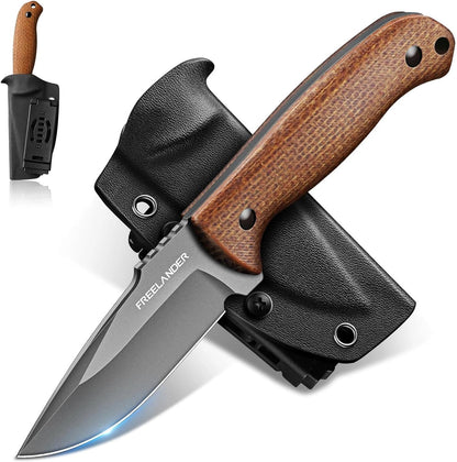 Fixed Blade Knife with Kydex Sheath, D2 Steel Survival Knife | Full Tang EDC Outdoor Camping Knife with G10 Handle, 3.15 inch Compact Bushcraft Hunting Knife for Men, Gray Green