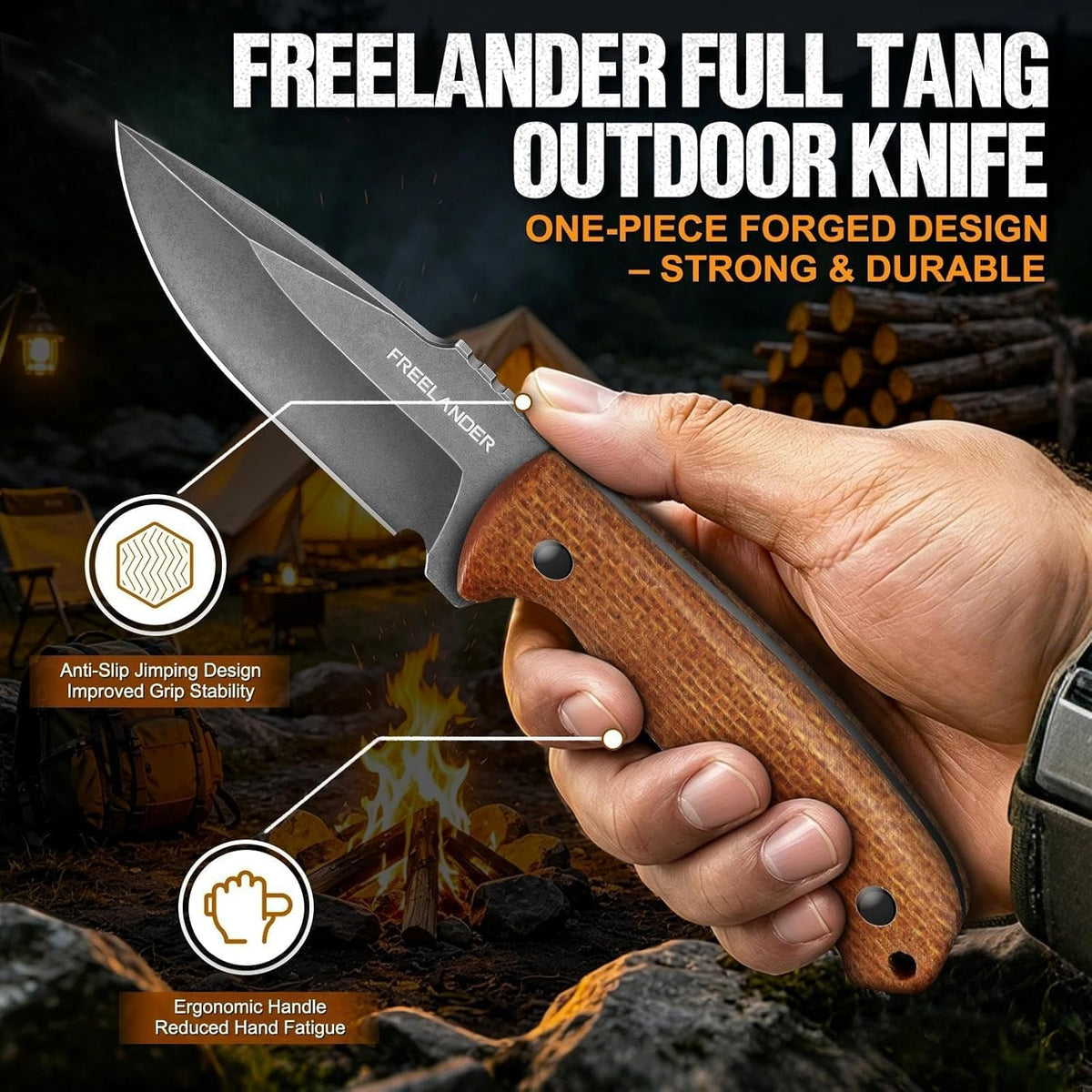 Fixed Blade Knife with Kydex Sheath, D2 Steel Survival Knife | Full Tang EDC Outdoor Camping Knife with G10 Handle, 3.15 inch Compact Bushcraft Hunting Knife for Men, Gray Green