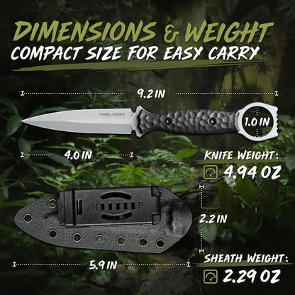 Fixed Blade Knife with Kydex Sheath, D2 Steel Survival Knife | Full Tang EDC Outdoor Camping Knife with G10 Handle, 3.15 inch Compact Bushcraft Hunting Knife for Men, Gray Green