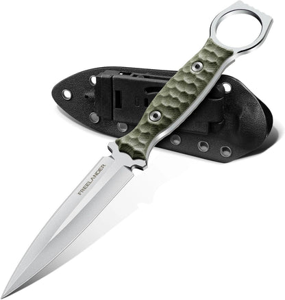 Fixed Blade Knife with Kydex Sheath, D2 Steel Survival Knife | Full Tang EDC Outdoor Camping Knife with G10 Handle, 3.15 inch Compact Bushcraft Hunting Knife for Men, Gray Green