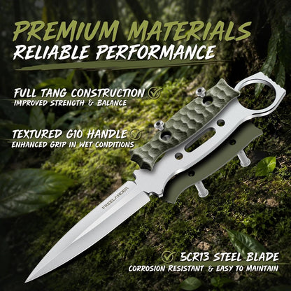 Fixed Blade Knife with Kydex Sheath, D2 Steel Survival Knife | Full Tang EDC Outdoor Camping Knife with G10 Handle, 3.15 inch Compact Bushcraft Hunting Knife for Men, Gray Green