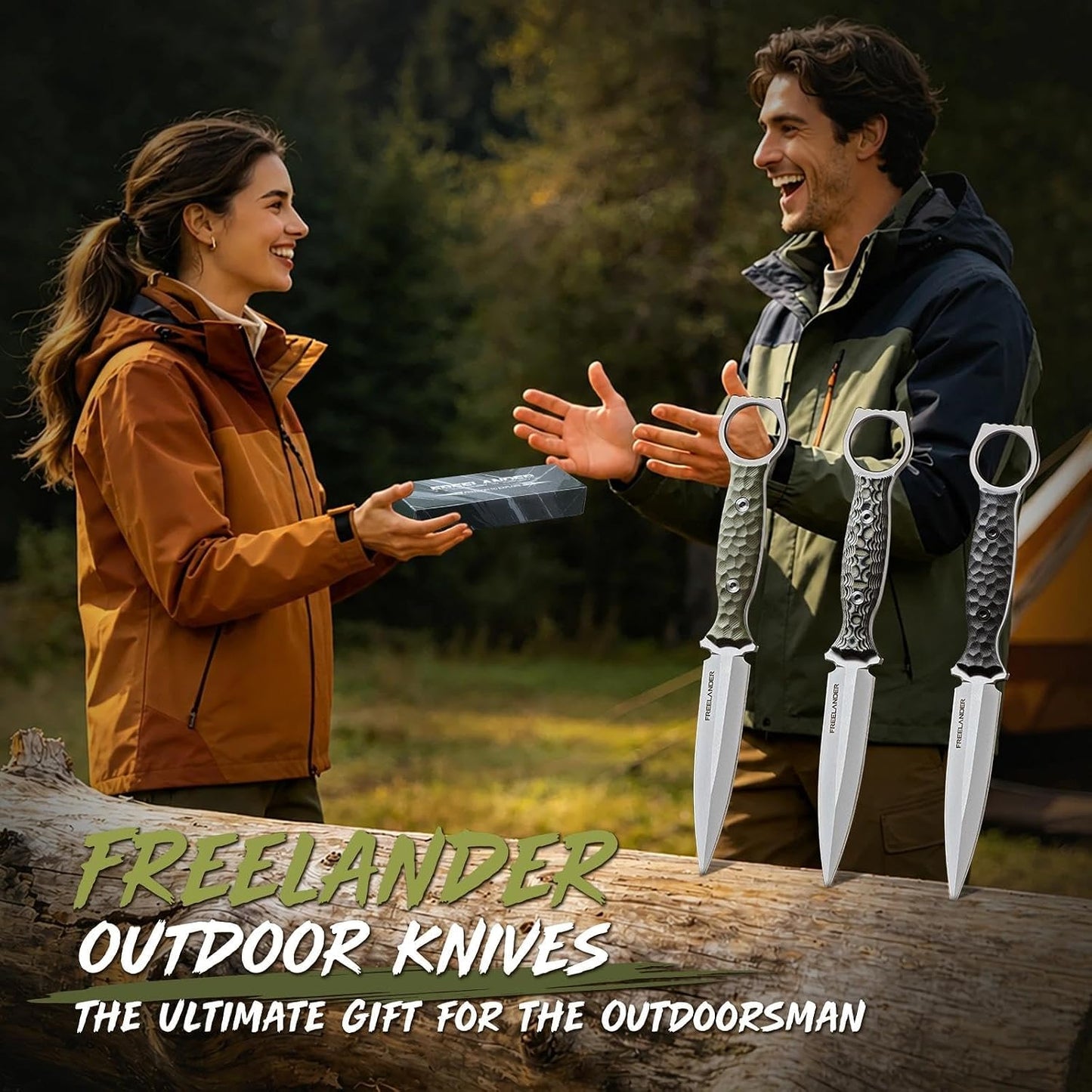 Fixed Blade Knife with Kydex Sheath, D2 Steel Survival Knife | Full Tang EDC Outdoor Camping Knife with G10 Handle, 3.15 inch Compact Bushcraft Hunting Knife for Men, Gray Green