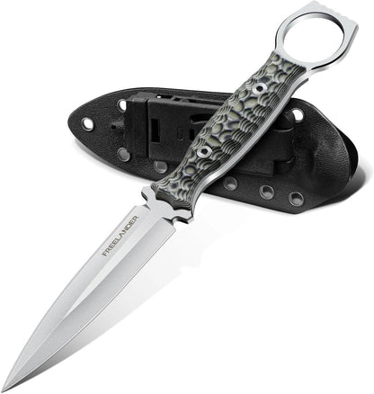 Fixed Blade Knife with Kydex Sheath, D2 Steel Survival Knife | Full Tang EDC Outdoor Camping Knife with G10 Handle, 3.15 inch Compact Bushcraft Hunting Knife for Men, Gray Green
