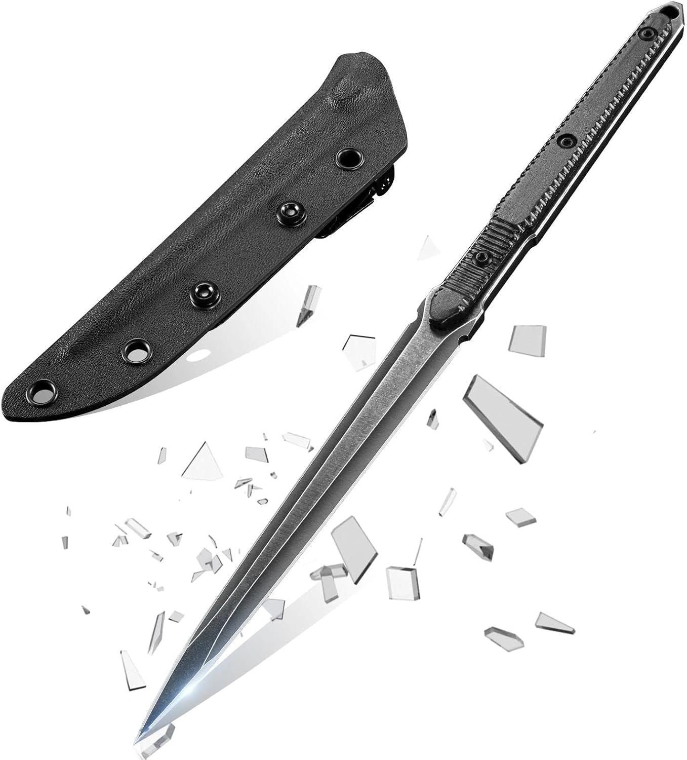 Fixed Blade Knife with Kydex Sheath, D2 Steel Survival Knife | Full Tang EDC Outdoor Camping Knife with G10 Handle, 3.15 inch Compact Bushcraft Hunting Knife for Men, Gray Green