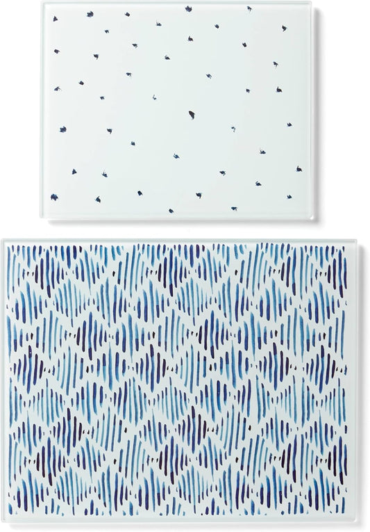 895698 Blue Bay 2-Piece Glass Cutting Board Set