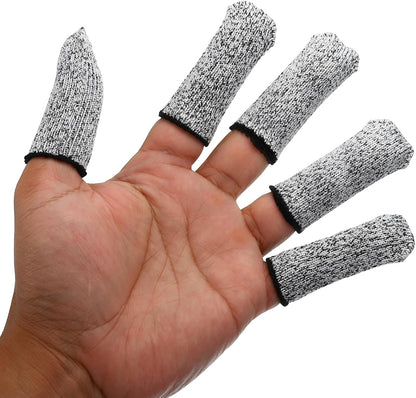 Finger Cots Protectors, 20Pcs Reusable Thumb Covers Guard Anti-Slip Cut Resistant Finger Sleeve Protection for Kitchen, Work, Sculpture, Grey