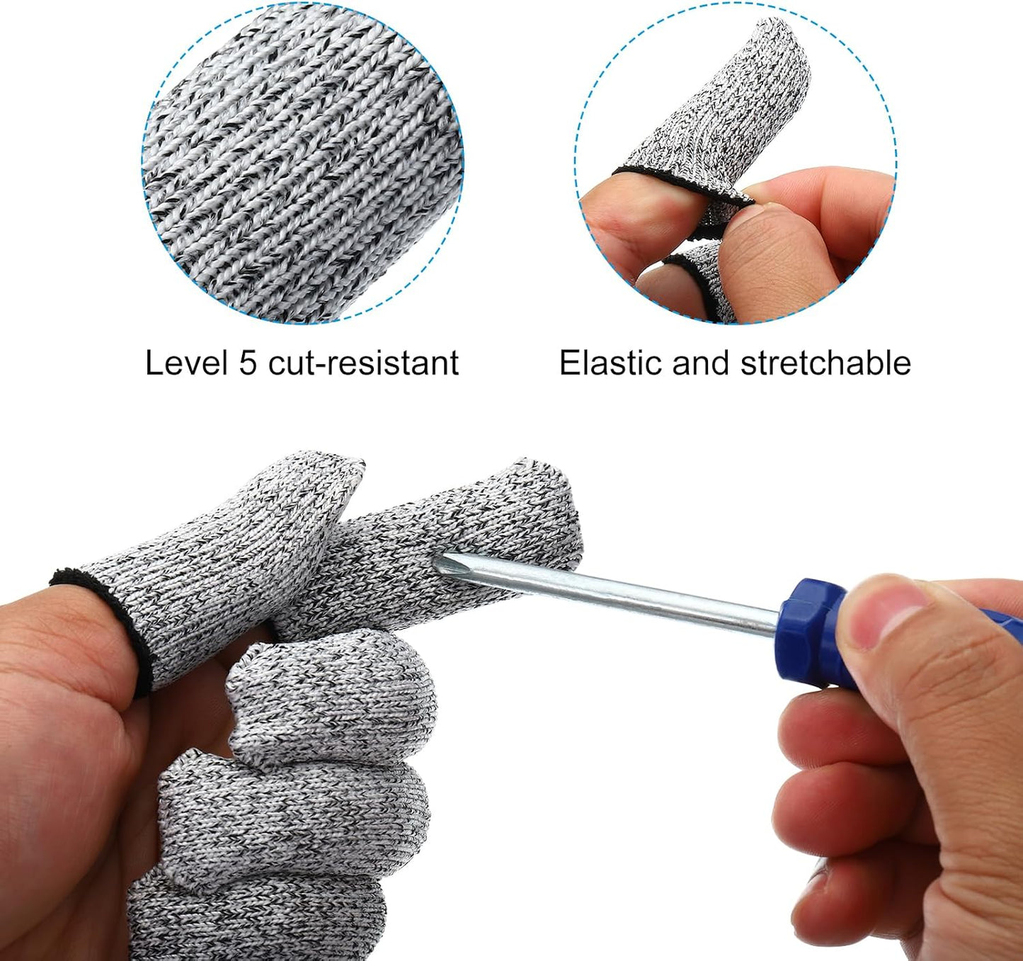Finger Cots Protectors, 20Pcs Reusable Thumb Covers Guard Anti-Slip Cut Resistant Finger Sleeve Protection for Kitchen, Work, Sculpture, Grey