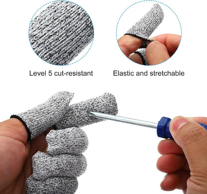 Finger Cots Protectors, 20Pcs Reusable Thumb Covers Guard Anti-Slip Cut Resistant Finger Sleeve Protection for Kitchen, Work, Sculpture, Grey