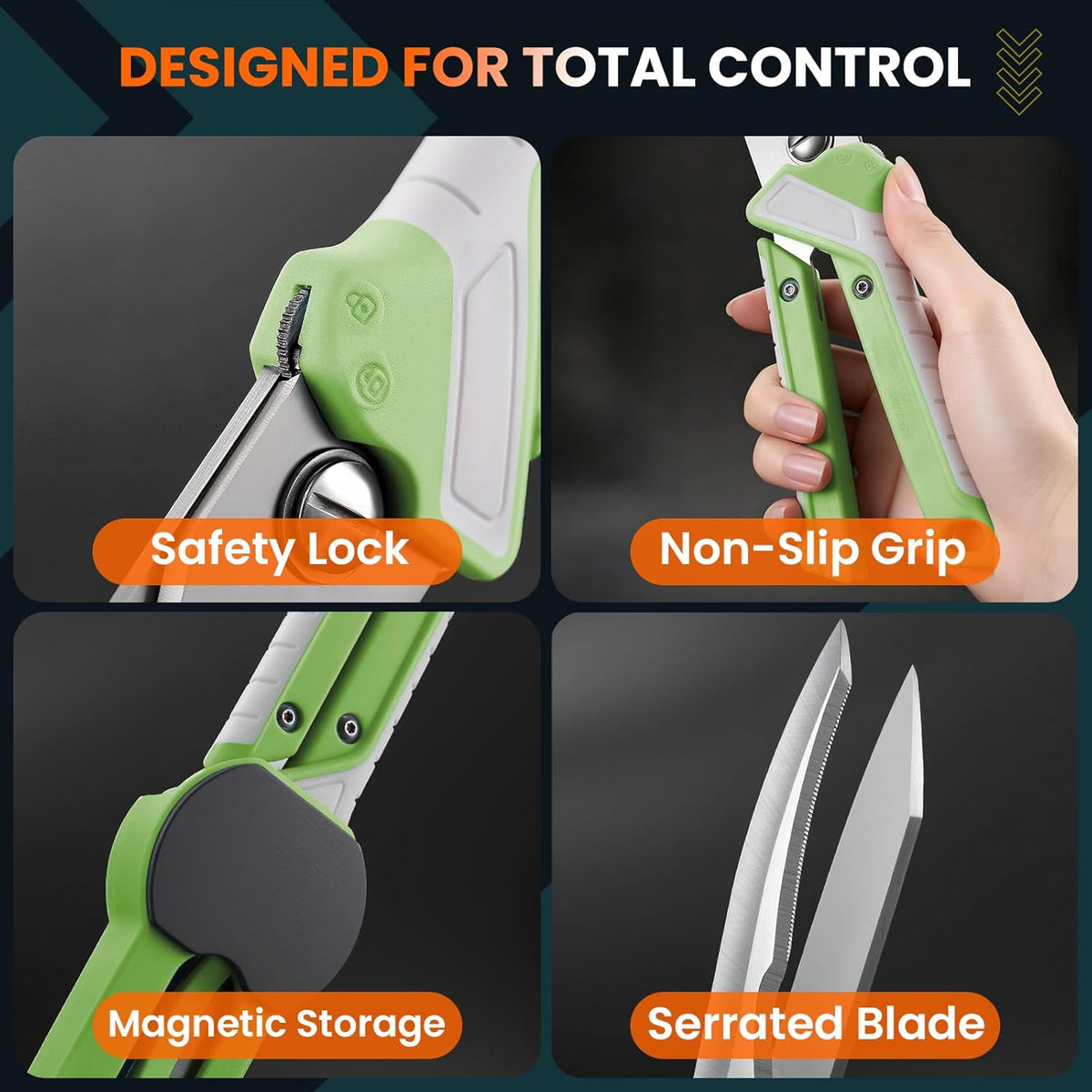 Poultry Shears, 2-in-1 Heavy Duty Kitchen Scissors | Non-Slip Handle, Safety Lock, Magnetic Protective Sheath, All Purpose Kitchen Tool