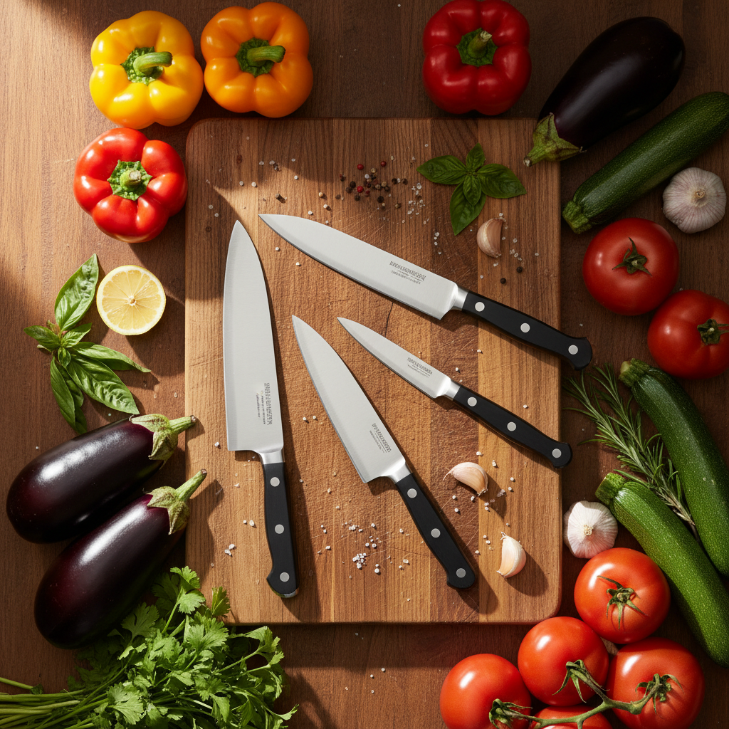 Knife on Wooden Cutting Board