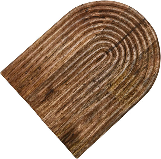 Carved Arch Mango Wood Serving Board, Natural