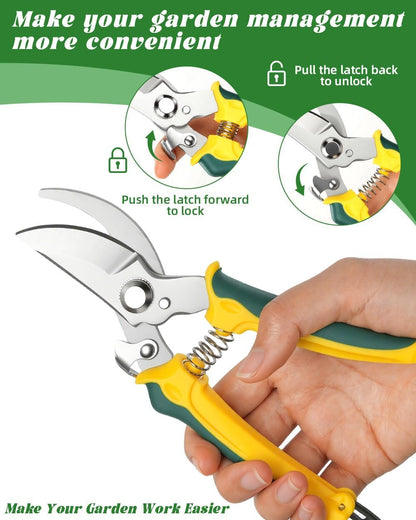 3-Pack Stainless Steel Pruning Shears, Pruning Snips and Clippers for Gardening, Scissors Tools (Yellow)