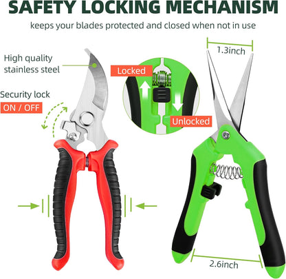 3-Pack Stainless Steel Pruning Shears, Pruning Snips and Clippers for Gardening, Scissors Tools (Yellow)