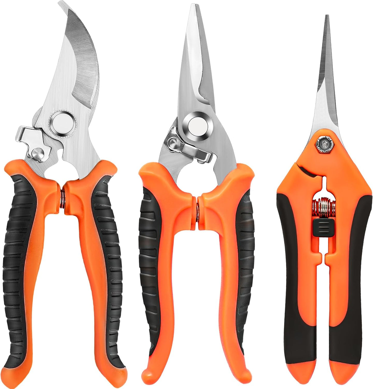 3-Pack Stainless Steel Pruning Shears, Pruning Snips and Clippers for Gardening, Scissors Tools (Yellow)
