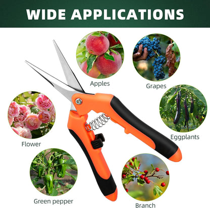 3-Pack Stainless Steel Pruning Shears, Pruning Snips and Clippers for Gardening, Scissors Tools (Yellow)