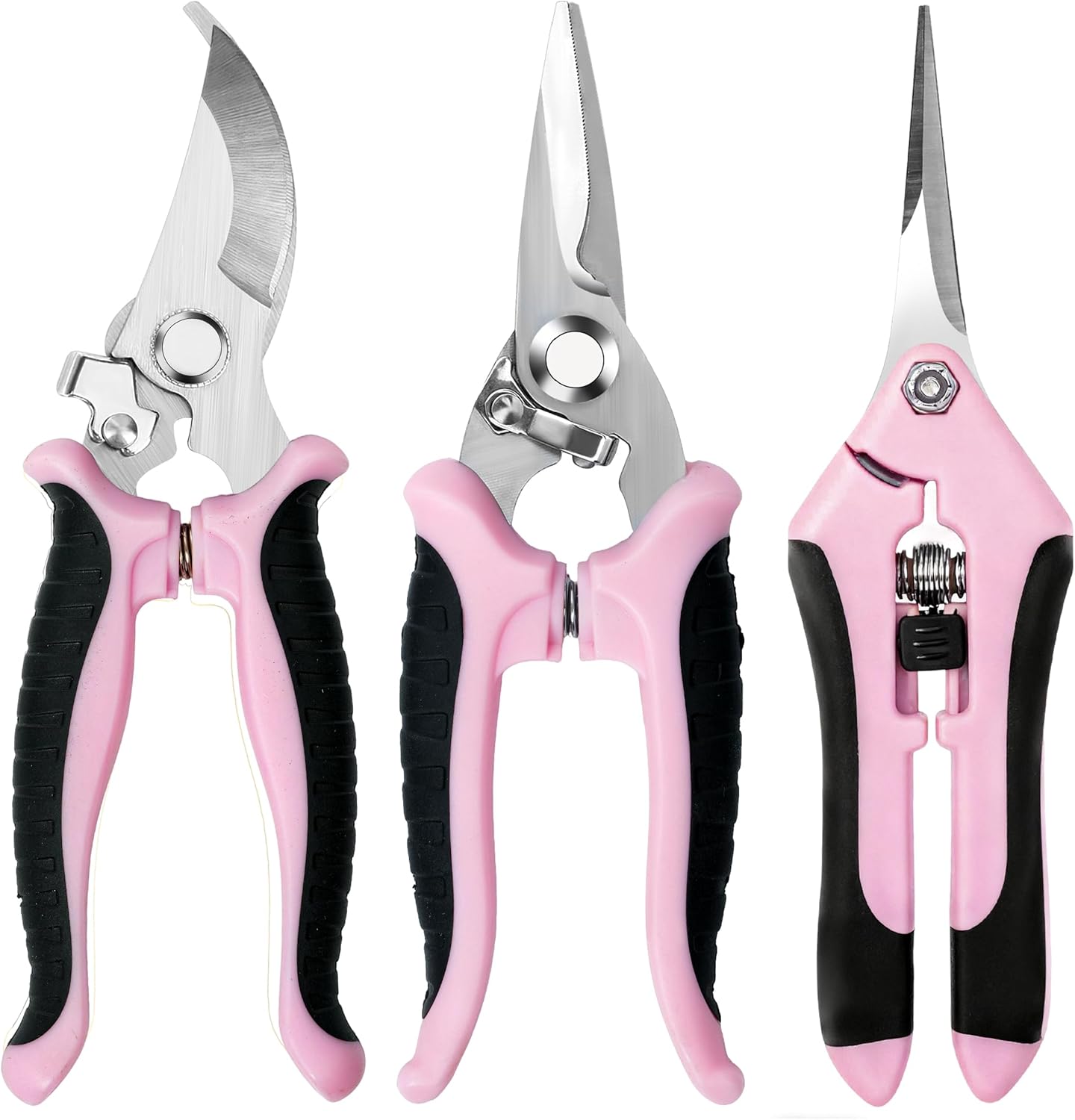 3-Pack Stainless Steel Pruning Shears, Pruning Snips and Clippers for Gardening, Scissors Tools (Yellow)