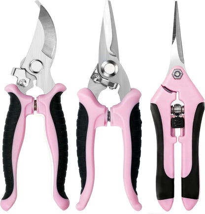 3-Pack Stainless Steel Pruning Shears, Pruning Snips and Clippers for Gardening, Scissors Tools (Yellow)