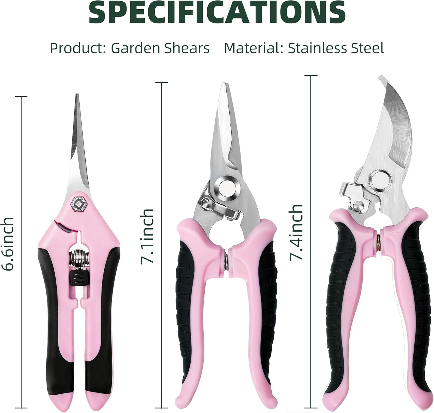 3-Pack Stainless Steel Pruning Shears, Pruning Snips and Clippers for Gardening, Scissors Tools (Yellow)