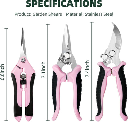 3-Pack Stainless Steel Pruning Shears, Pruning Snips and Clippers for Gardening, Scissors Tools (Yellow)
