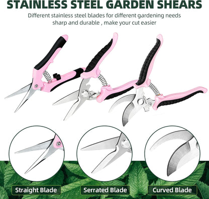 3-Pack Stainless Steel Pruning Shears, Pruning Snips and Clippers for Gardening, Scissors Tools (Yellow)