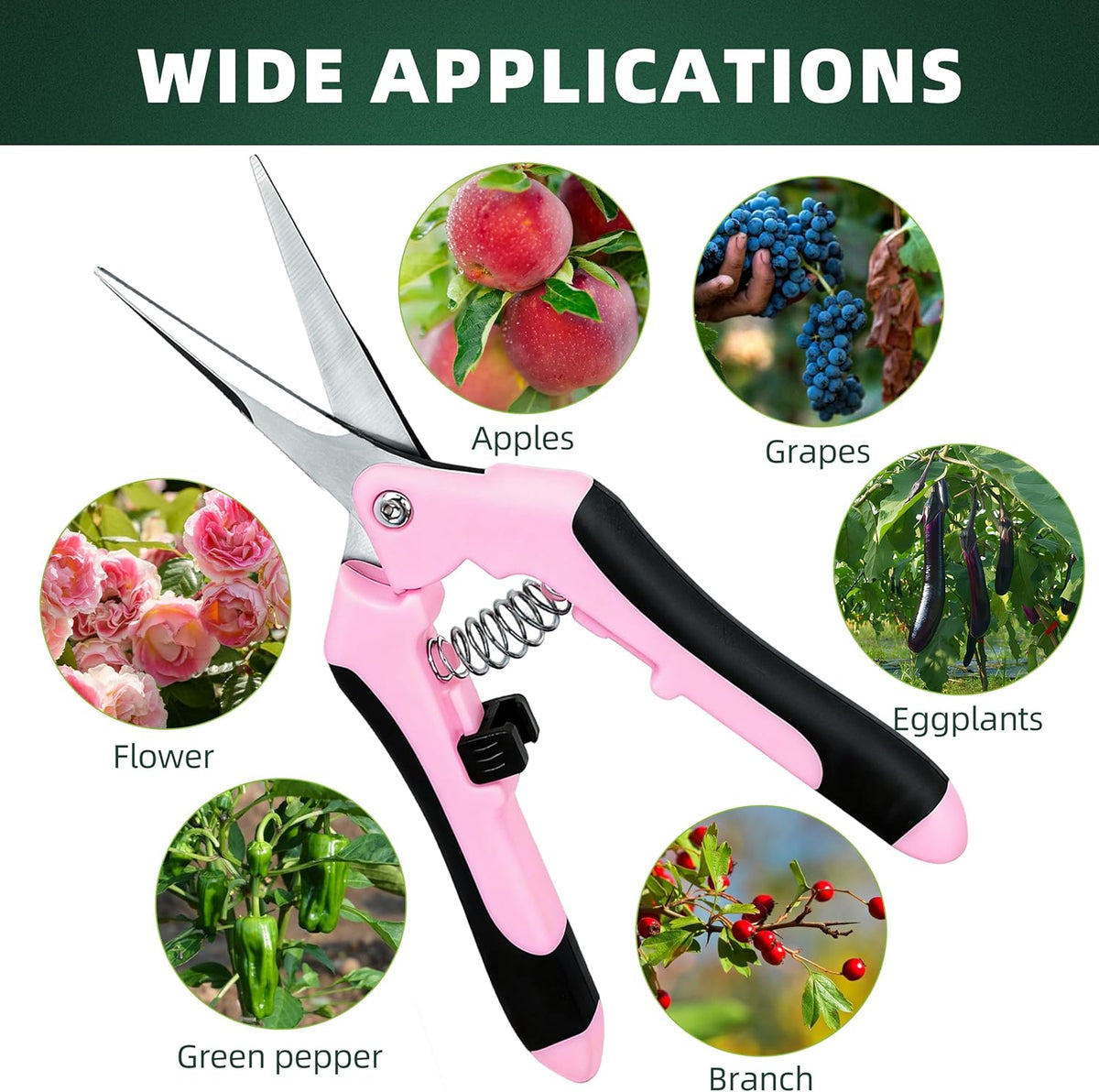 3-Pack Stainless Steel Pruning Shears, Pruning Snips and Clippers for Gardening, Scissors Tools (Yellow)