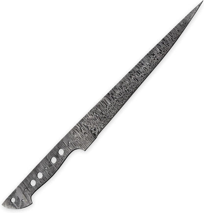 Custom Hand Forged Damascus Steel Blank Blade Fillet Knife Fisherman's Filet Fishing Knife Blade Damascus Blade Billet Handmade Knife Making Supply (FB-07)