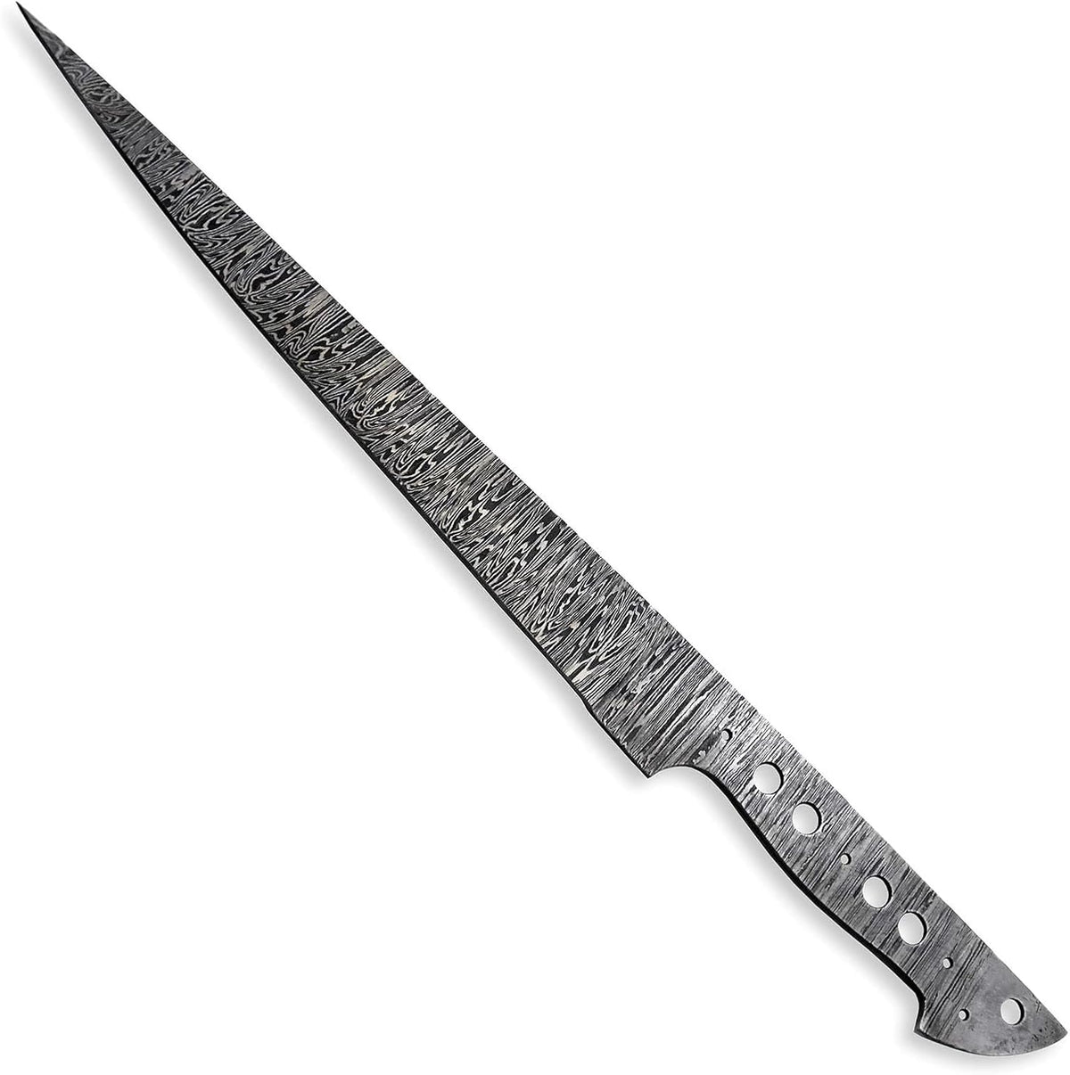 Custom Hand Forged Damascus Steel Blank Blade Fillet Knife Fisherman's Filet Fishing Knife Blade Damascus Blade Billet Handmade Knife Making Supply (FB-07)