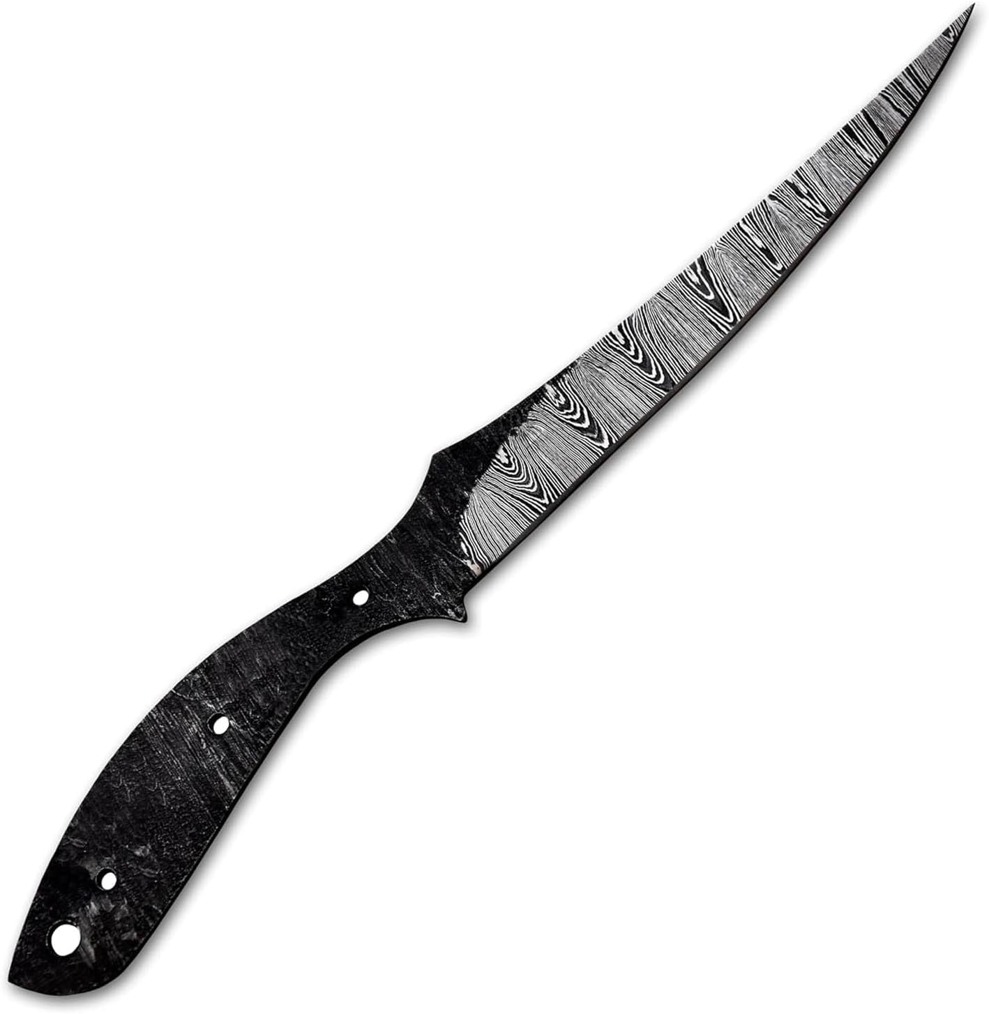 Custom Hand Forged Damascus Steel Blank Blade Fillet Knife Fisherman's Filet Fishing Knife Blade Damascus Blade Billet Handmade Knife Making Supply (FB-07)