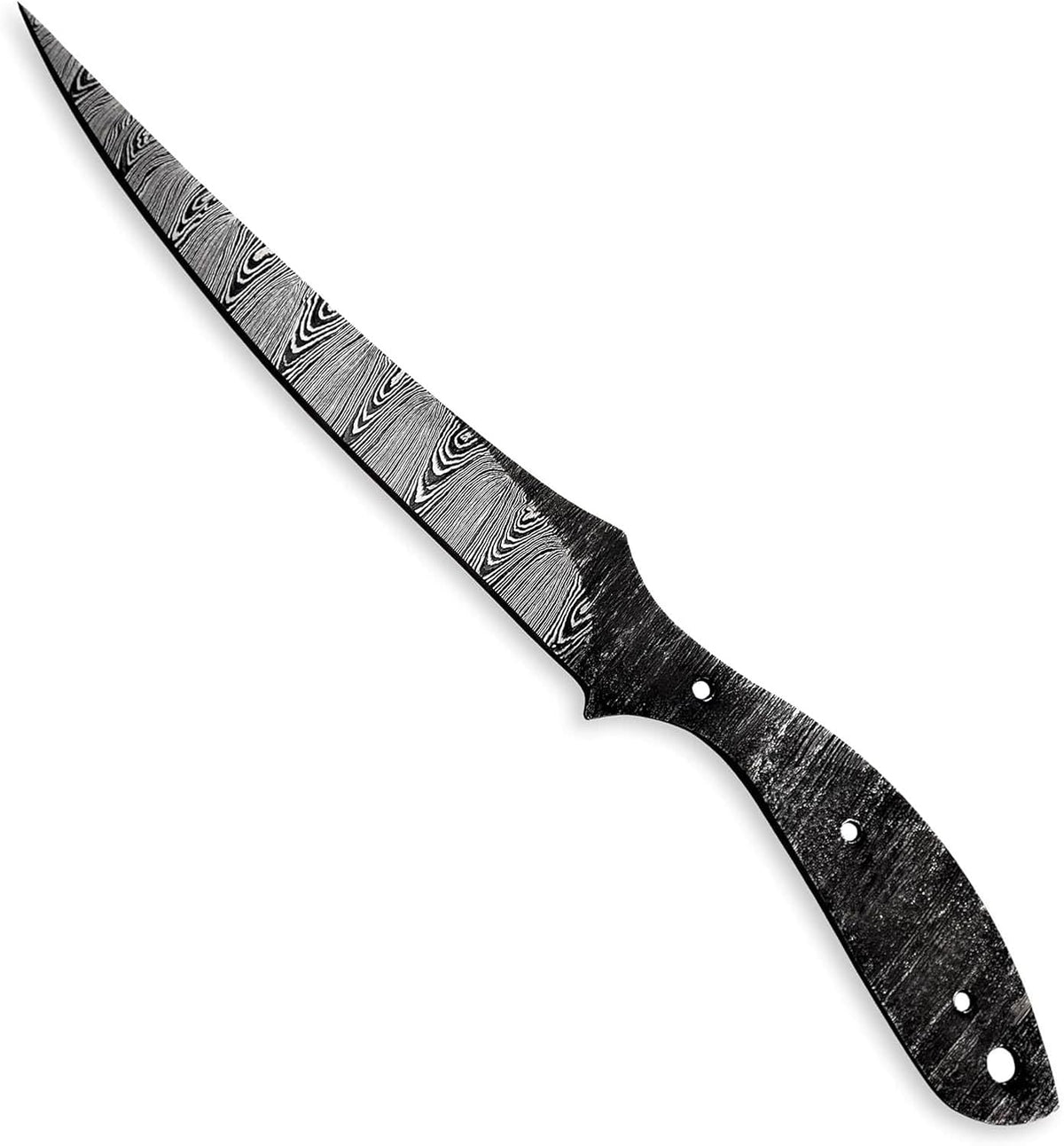 Custom Hand Forged Damascus Steel Blank Blade Fillet Knife Fisherman's Filet Fishing Knife Blade Damascus Blade Billet Handmade Knife Making Supply (FB-07)