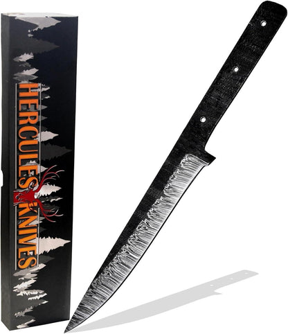 Custom Hand Forged Damascus Steel Blank Blade Fillet Knife Fisherman's Filet Fishing Knife Blade Damascus Blade Billet Handmade Knife Making Supply (FB-07)