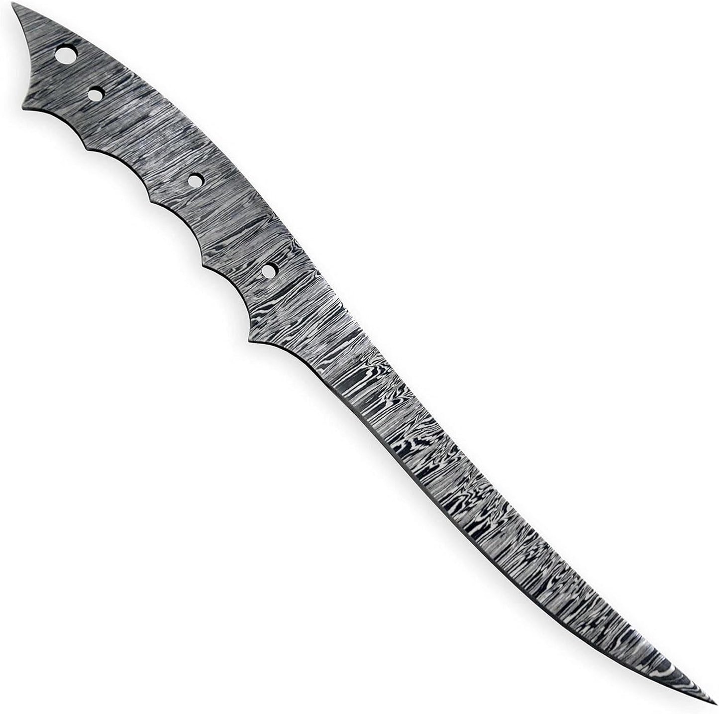 Custom Hand Forged Damascus Steel Blank Blade Fillet Knife Fisherman's Filet Fishing Knife Blade Damascus Blade Billet Handmade Knife Making Supply (FB-07)
