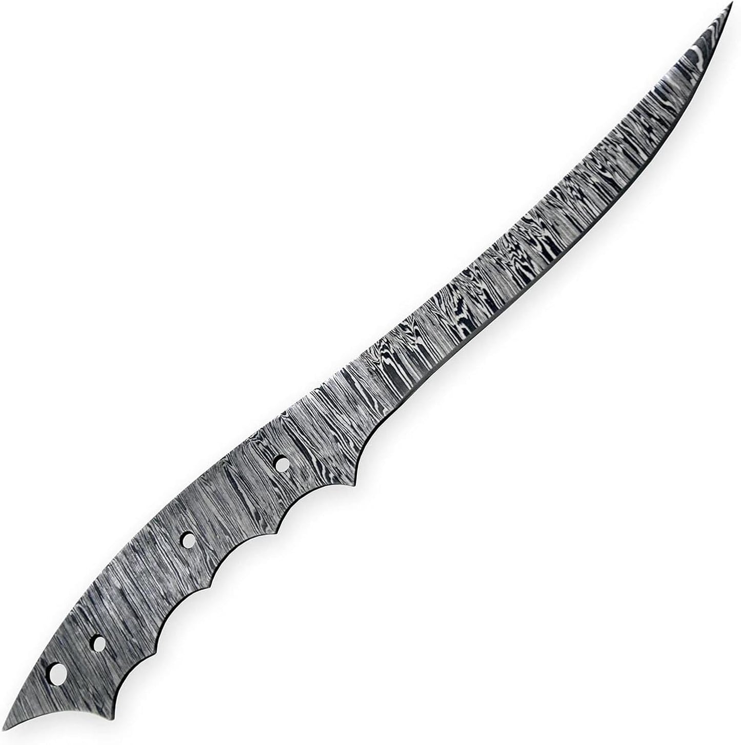 Custom Hand Forged Damascus Steel Blank Blade Fillet Knife Fisherman's Filet Fishing Knife Blade Damascus Blade Billet Handmade Knife Making Supply (FB-07)