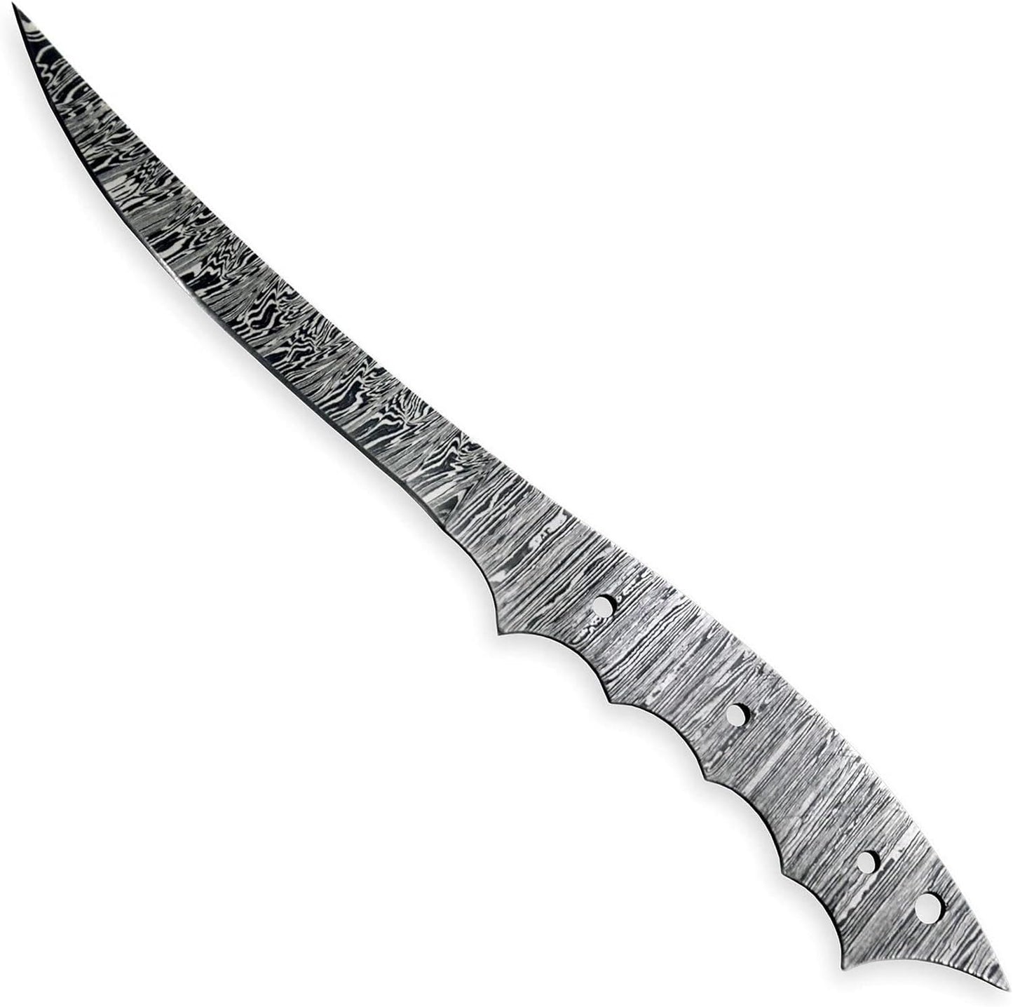 Custom Hand Forged Damascus Steel Blank Blade Fillet Knife Fisherman's Filet Fishing Knife Blade Damascus Blade Billet Handmade Knife Making Supply (FB-07)