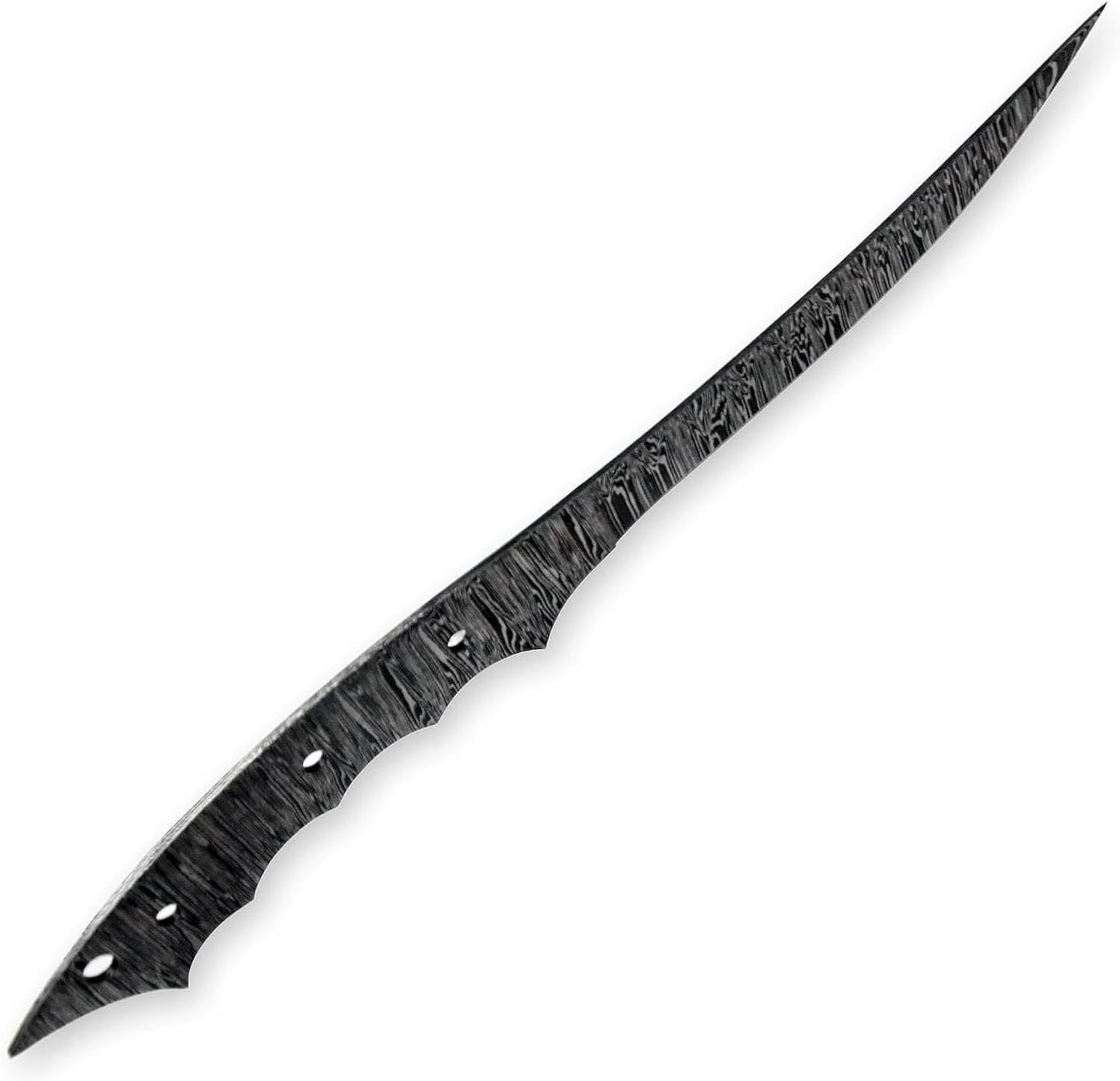 Custom Hand Forged Damascus Steel Blank Blade Fillet Knife Fisherman's Filet Fishing Knife Blade Damascus Blade Billet Handmade Knife Making Supply (FB-07)