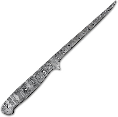 Custom Hand Forged Damascus Steel Blank Blade Fillet Knife Fisherman's Filet Fishing Knife Blade Damascus Blade Billet Handmade Knife Making Supply (FB-07)