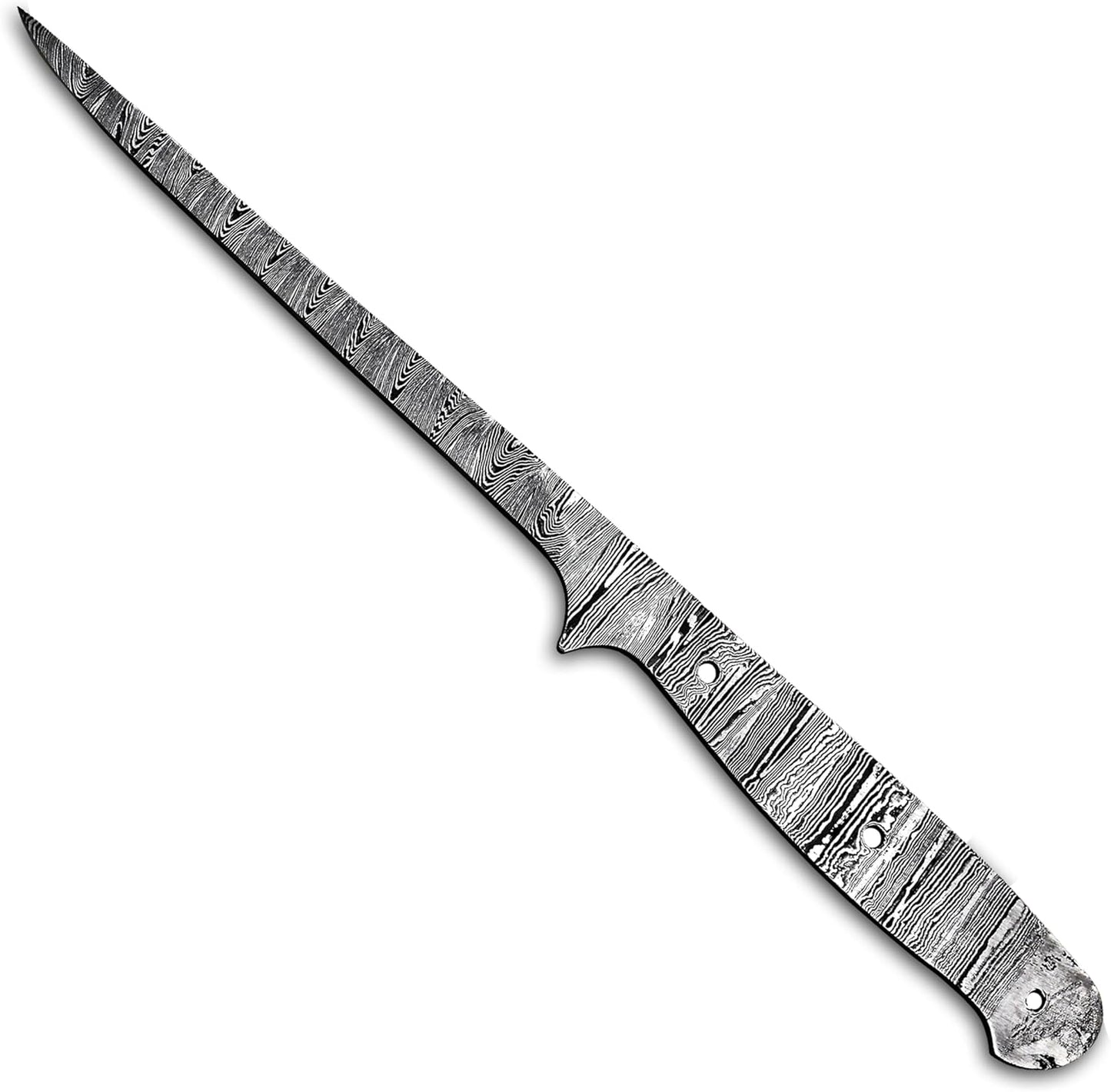 Custom Hand Forged Damascus Steel Blank Blade Fillet Knife Fisherman's Filet Fishing Knife Blade Damascus Blade Billet Handmade Knife Making Supply (FB-07)