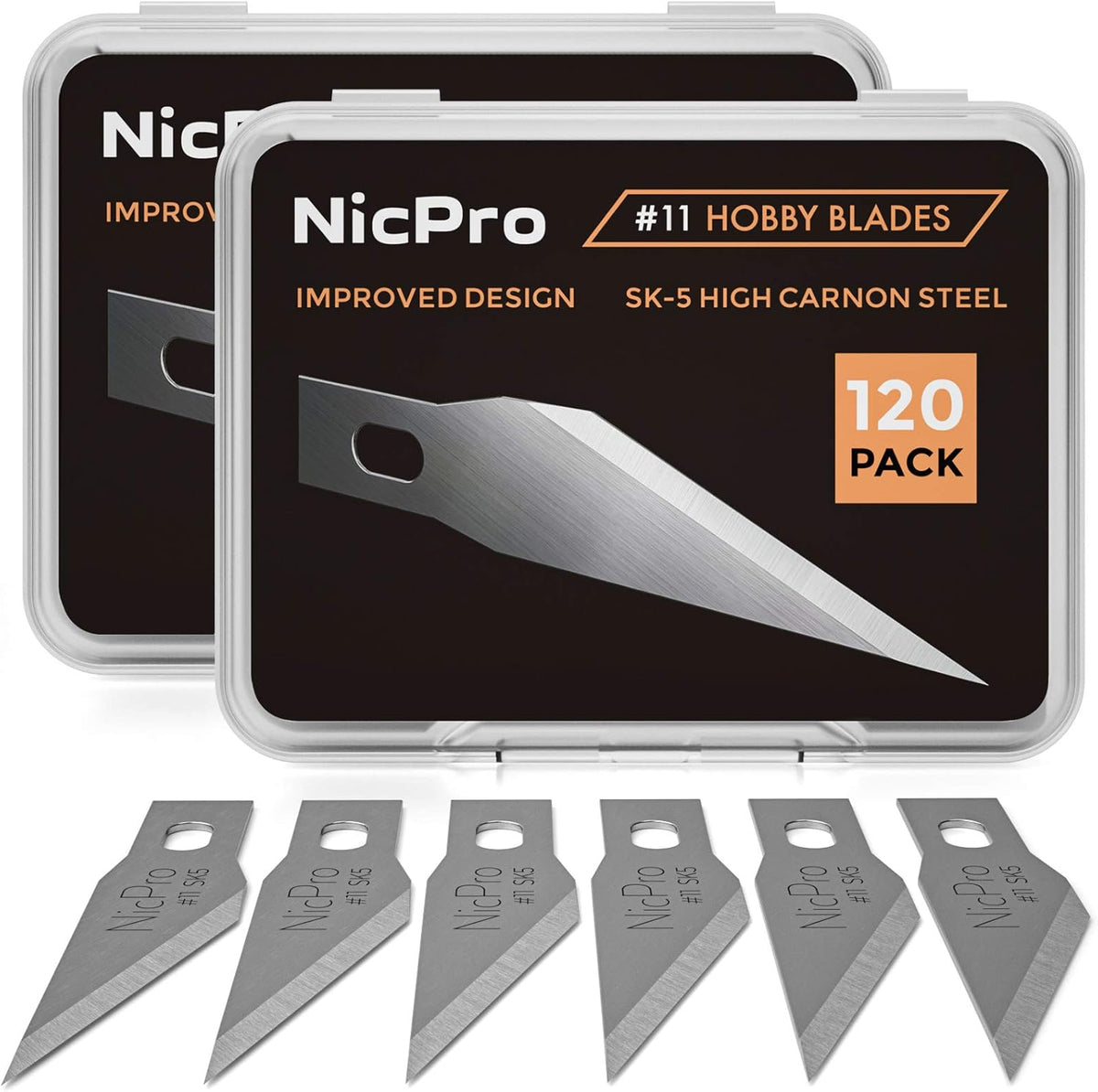 240 PCS Hobby Blades Set SK-5, Art Utility #11 Blades Refill Cutting Tool with Storage Case for Craft, Hobby, Scrapbooking, Stencil - 2 Pack of Case