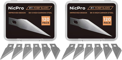 240 PCS Hobby Blades Set SK-5, Art Utility #11 Blades Refill Cutting Tool with Storage Case for Craft, Hobby, Scrapbooking, Stencil - 2 Pack of Case