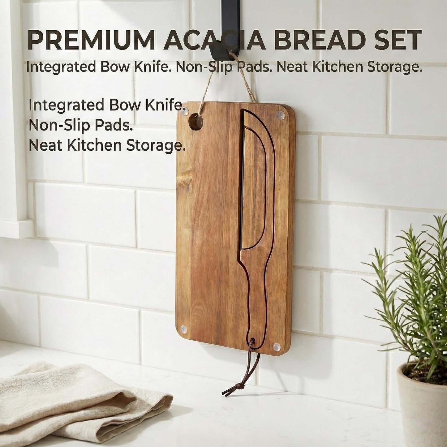 Sourdough Bread Slicer Set, Sourdough Knife & Bread Cutting Board with Crumb Tray Design, Ergonomic W-Handle Grip, Non-Slip Pads, Magnetic Storage, Left & Right Handed, Extra Blade, Bakers Gift