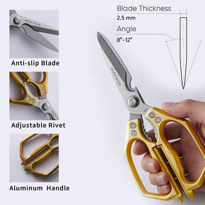 Kitchen Scissors Set 2PCS, Heavy Duty Poultry Shears All Purpose, Japanese Kitchen Shear for Food Meat Cutting Scissor, Chicken Shears, Cooking Scissors Gifts for Men Women