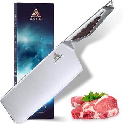 7 Inch Santoku Knife, Full Tang Kitchen Knife with Hollow-Ground Blade, High Carbon Stainless Steel Chef Knife for Meat, Vegetables & Fruits, Ergonomic Metal Handle, Premium Gift Box
